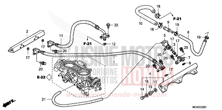 CORPS DE PAPILLON (TUBULURE) de Gold Wing GRAPHITE BLACK (NHB01) de 2015